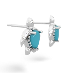 Turquoise Baby Sea Turtle 14K White Gold earrings E5241