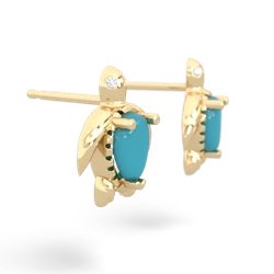 Turquoise Baby Sea Turtle 14K Yellow Gold earrings E5241