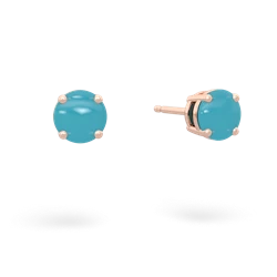 Turquoise 5Mm Round Stud 14K Rose Gold earrings E1785