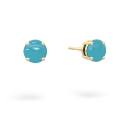 Turquoise 5Mm Round Stud 14K Yellow Gold earrings E1785