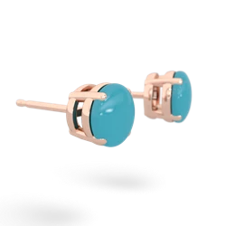 Turquoise 6Mm Round Stud 14K Rose Gold earrings E1786