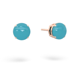 Turquoise 6Mm Round Stud 14K Rose Gold earrings E1786