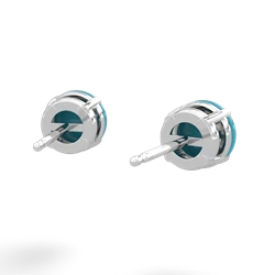 Turquoise 6Mm Round Stud 14K White Gold earrings E1786