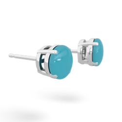 Turquoise 6Mm Round Stud 14K White Gold earrings E1786