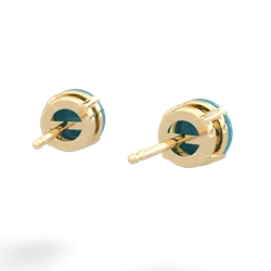 Turquoise 6Mm Round Stud 14K Yellow Gold earrings E1786