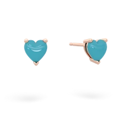 Turquoise 5Mm Heart Stud 14K Rose Gold earrings E1861