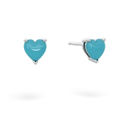 Turquoise 5Mm Heart Stud 14K White Gold earrings E1861