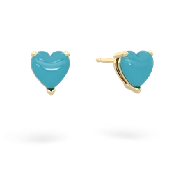 Turquoise 6Mm Heart Stud 14K Yellow Gold earrings E1862