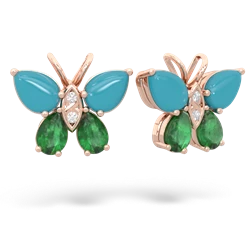 Turquoise Butterfly 14K Rose Gold earrings E2215