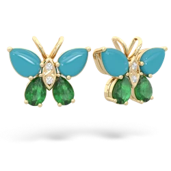Turquoise Butterfly 14K Yellow Gold earrings E2215