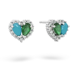Turquoise Halo 14K White Gold earrings E7008