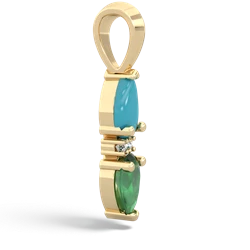 Turquoise Bowtie Drop 14K Yellow Gold pendant P0865