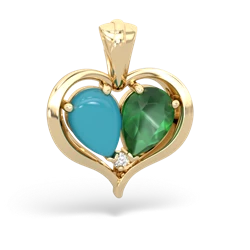 Turquoise Two Become One 14K Yellow Gold pendant P5330