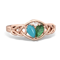 Turquoise Celtic Love Knot 14K Rose Gold ring R5420