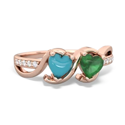 Turquoise Side By Side 14K Rose Gold ring R3090