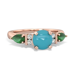 Turquoise 6Mm Round Eternal Embrace Engagement 14K Rose Gold ring R2005