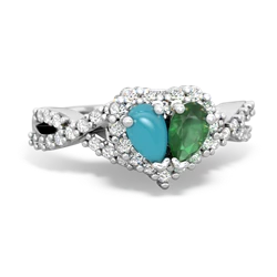 Turquoise Diamond Twist 'One Heart' 14K White Gold ring R2640HRT