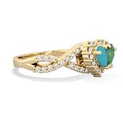 Turquoise Diamond Twist 'One Heart' 14K Yellow Gold ring R2640HRT