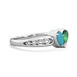 Turquoise Filligree 'One Heart' 14K White Gold ring R5070