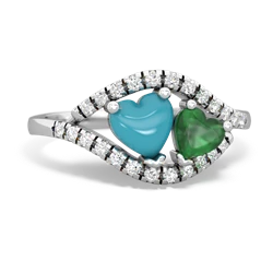 Turquoise Mother And Child 14K White Gold ring R3010