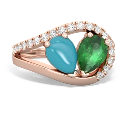 Turquoise Nestled Heart Keepsake 14K Rose Gold ring R5650