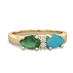 Turquoise Pear Bowtie 14K Yellow Gold ring R0865