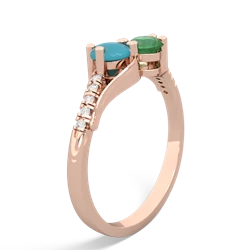 Turquoise Infinity Pave Two Stone 14K Rose Gold ring R5285