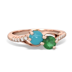 Turquoise Infinity Pave Two Stone 14K Rose Gold ring R5285