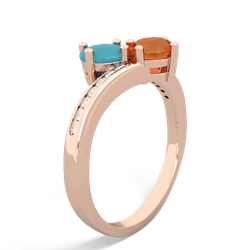 Turquoise Channel Set Two Stone 14K Rose Gold ring R5303