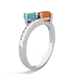 Turquoise Channel Set Two Stone 14K White Gold ring R5303