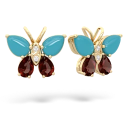 Turquoise Butterfly 14K Yellow Gold earrings E2215