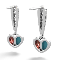 Turquoise Filligree Heart 14K White Gold earrings E5070