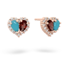 Turquoise Halo 14K Rose Gold earrings E7008