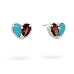 Turquoise 'Our Heart' 14K White Gold earrings E5072