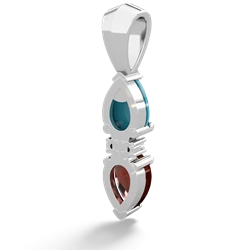 Turquoise Bowtie Drop 14K White Gold pendant P0865