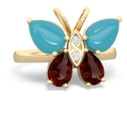 Turquoise Butterfly 14K Yellow Gold ring R2215