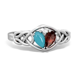 Turquoise Celtic Love Knot 14K White Gold ring R5420