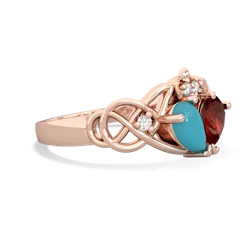 Turquoise 'One Heart' Celtic Knot Claddagh 14K Rose Gold ring R5322