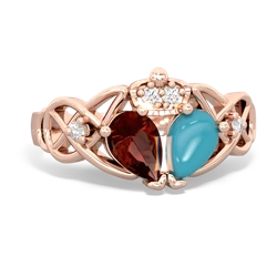 Turquoise 'One Heart' Celtic Knot Claddagh 14K Rose Gold ring R5322