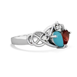 Turquoise 'One Heart' Celtic Knot Claddagh 14K White Gold ring R5322