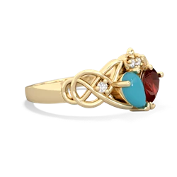 Turquoise 'One Heart' Celtic Knot Claddagh 14K Yellow Gold ring R5322