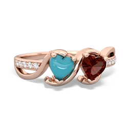 Turquoise Side By Side 14K Rose Gold ring R3090