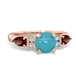 Turquoise 6Mm Round Eternal Embrace Engagement 14K Rose Gold ring R2005