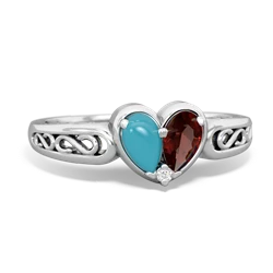 Turquoise Filligree 'One Heart' 14K White Gold ring R5070