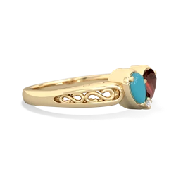 Turquoise Filligree 'One Heart' 14K Yellow Gold ring R5070