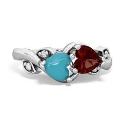 Turquoise Floral Elegance 14K White Gold ring R5790