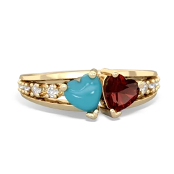 Turquoise Heart To Heart 14K Yellow Gold ring R3342