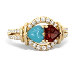 Turquoise Art-Deco Keepsake 14K Yellow Gold ring R5630