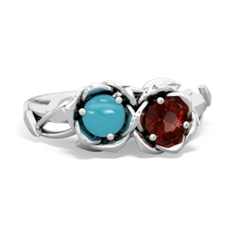 Turquoise Rose Garden 14K White Gold ring R5510