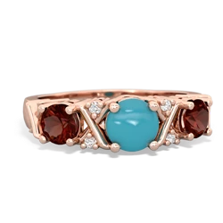 Turquoise Hugs And Kisses 14K Rose Gold ring R5016